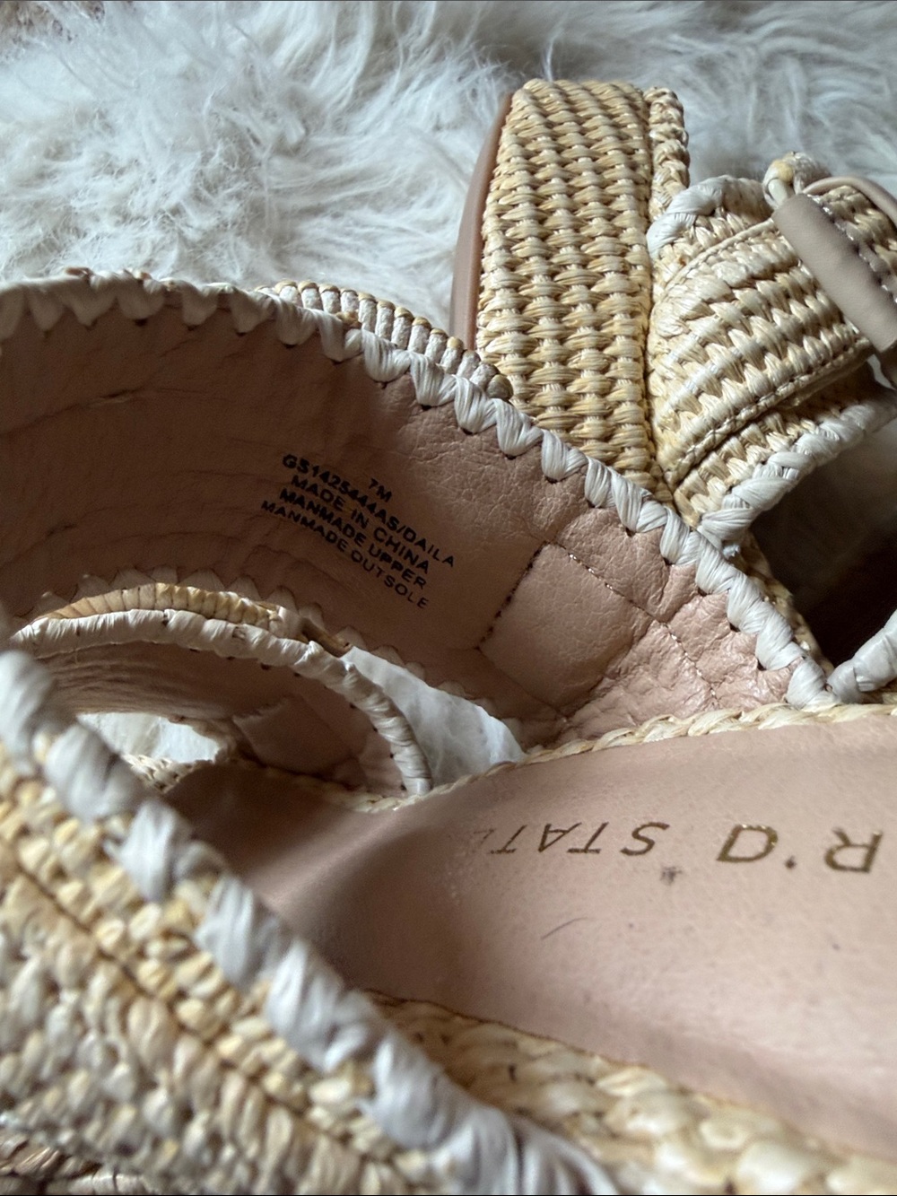Altar'd State Cream and Beige Woven Buckle Wedge Sandals - Picture 11 of 11